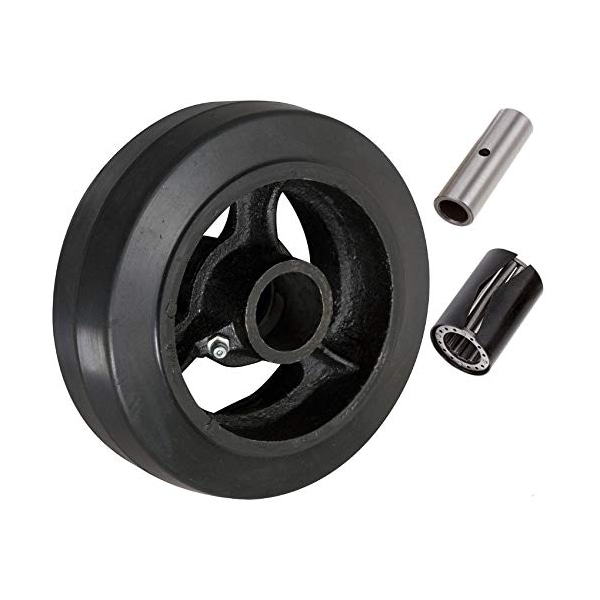 Caster Barn, 5"x2" Mold-ON Rubber ON CAST Iron Steel Wheel, 450 lb